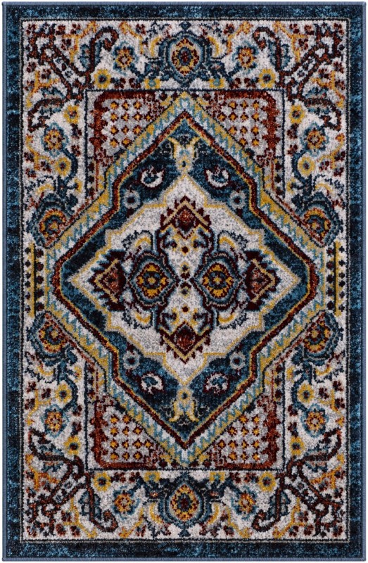 Murray · Border Washable Rug, navy blue