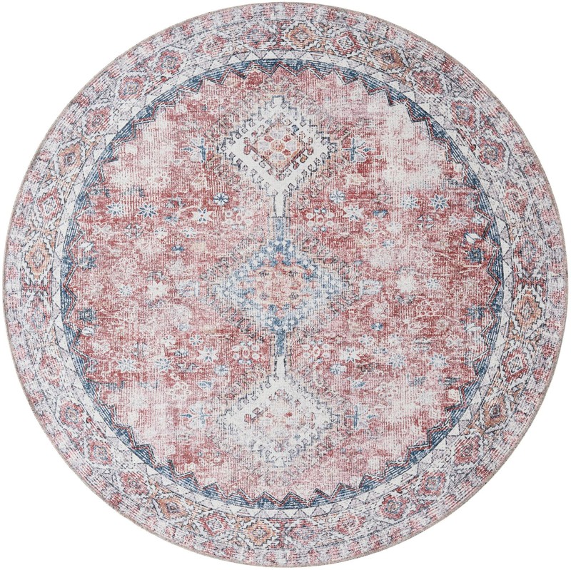 Hodges · Border Washable Rug, red and navy blue