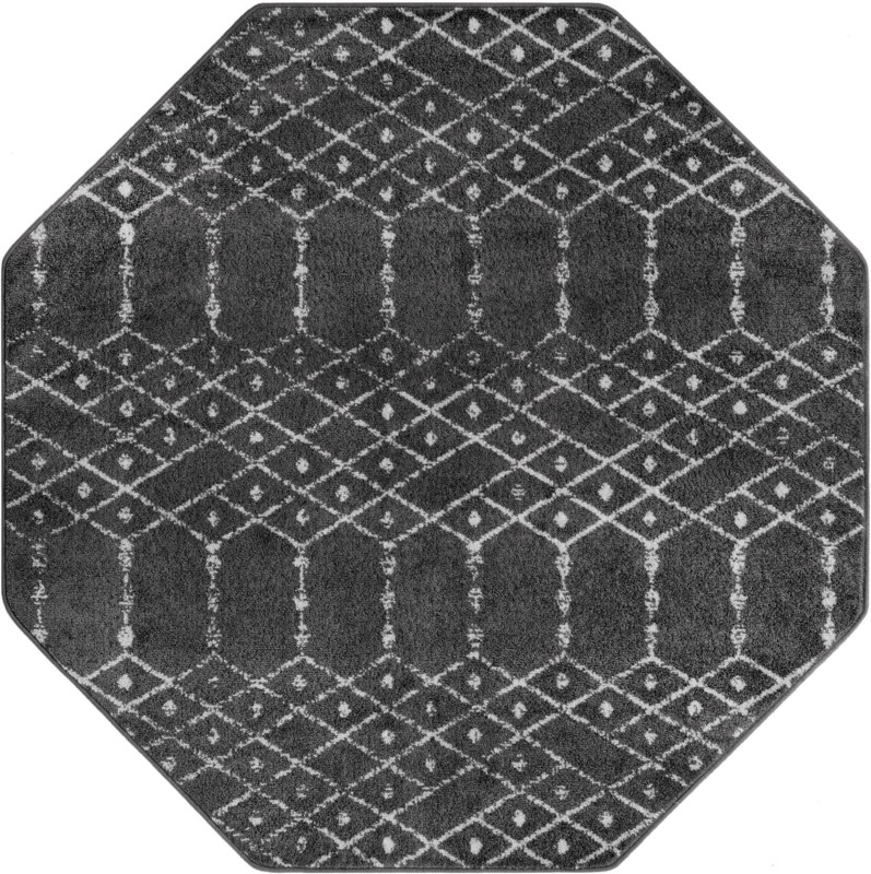 5' 3 x 5' 3 Newcomb · Geometric lattice rug, charcoal and ivory