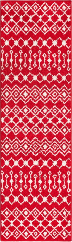 2' x 7' Boswell · Geometric trellis rug, burgundy and ivory