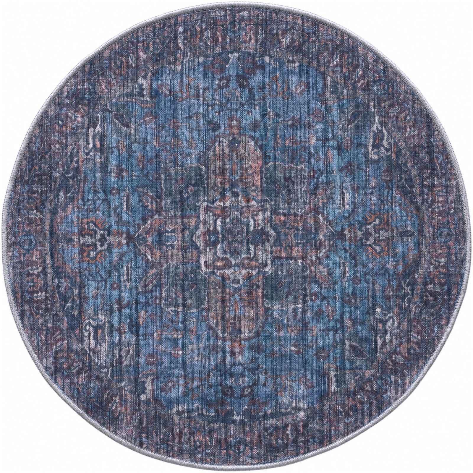 3' 3 x 3' 3 Roarke · Border rug, blue