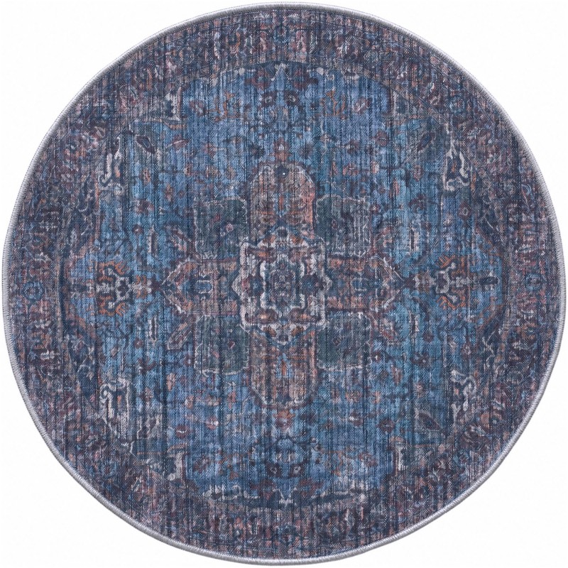3' 3 x 3' 3 Roarke · Border rug, blue