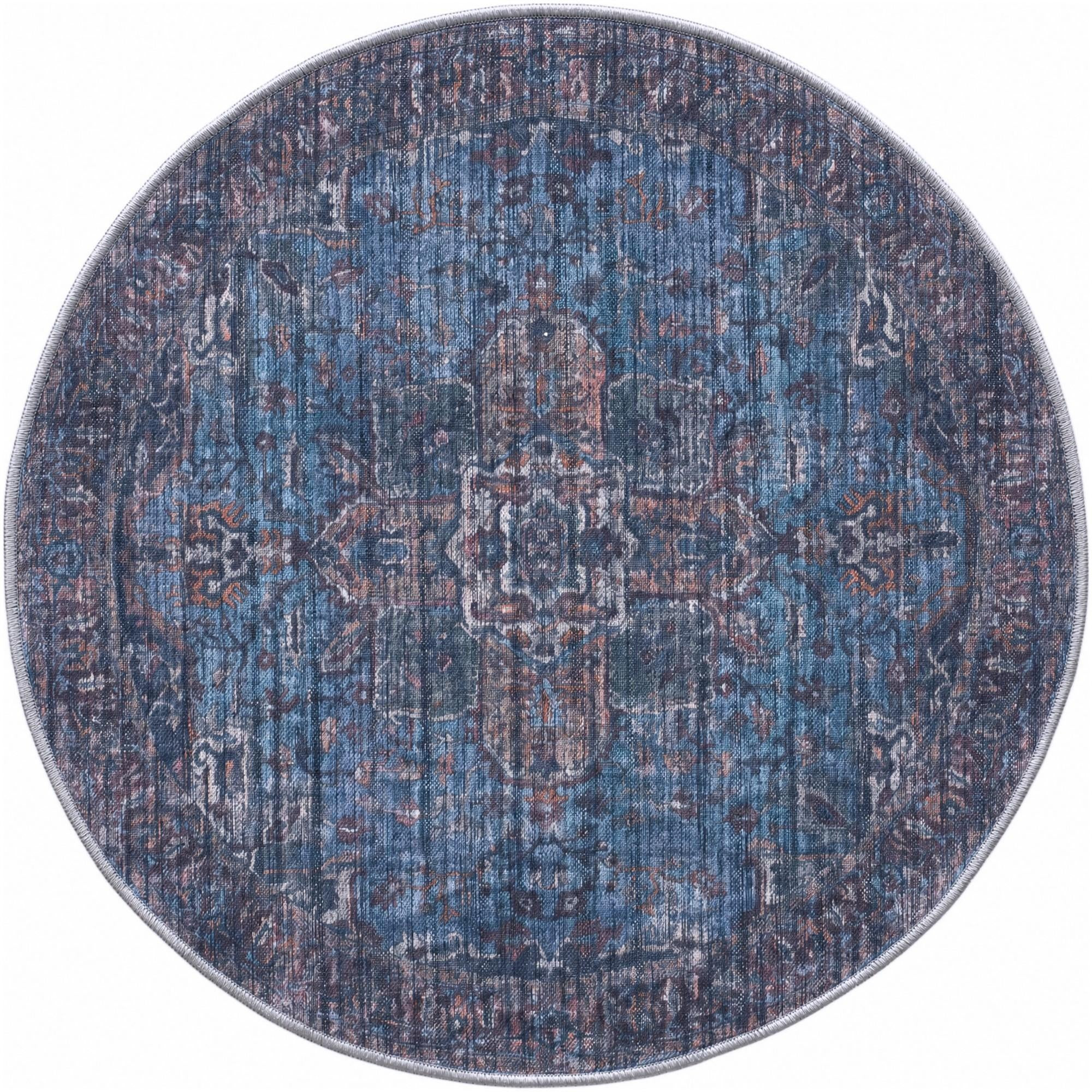 3' 3 x 3' 3 Roarke · Border rug, blue