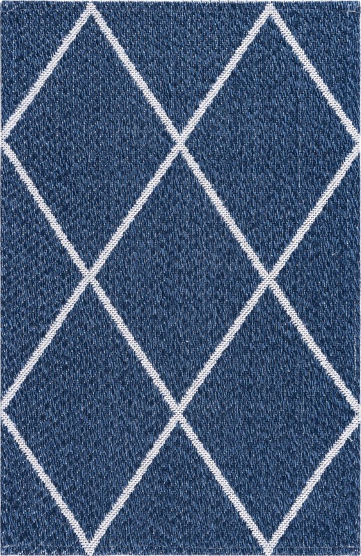 Elwood · Diamond lattice rug, navy and ivory