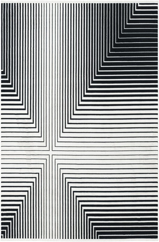 Riggs · Geometric lines rug, black and white