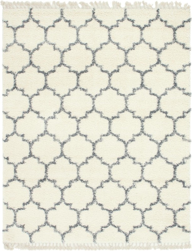 Everett · Lattice Shag Rug, ivory and gray