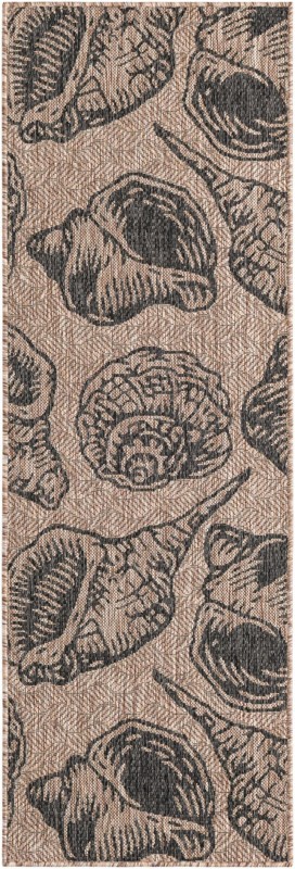 2' x 6' Arcata · Pictoral Outdoor Rug, brown and black