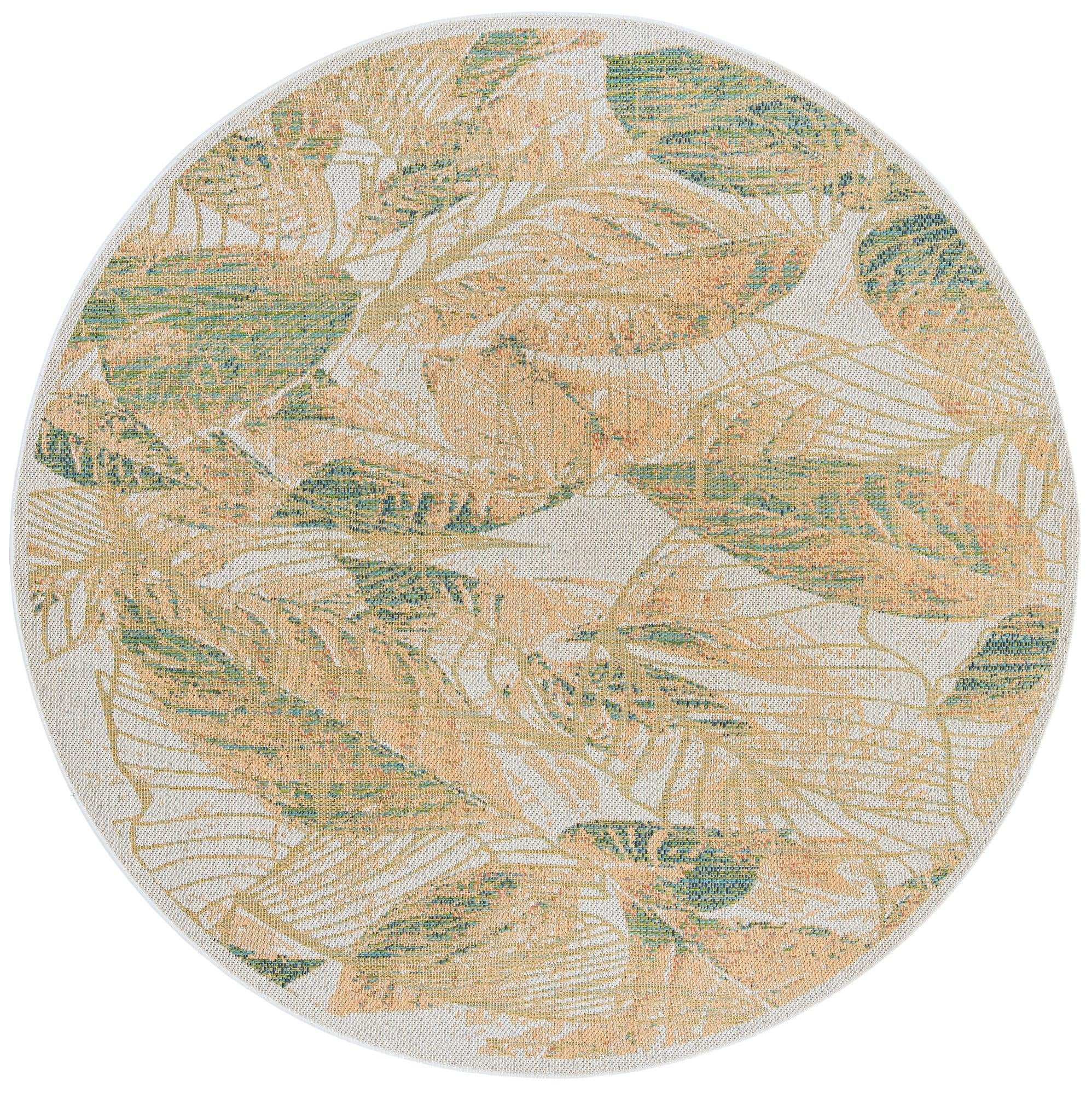 7' 10 x 7' 10 Bayless · Floral / botanical Outdoor Rug, ivory