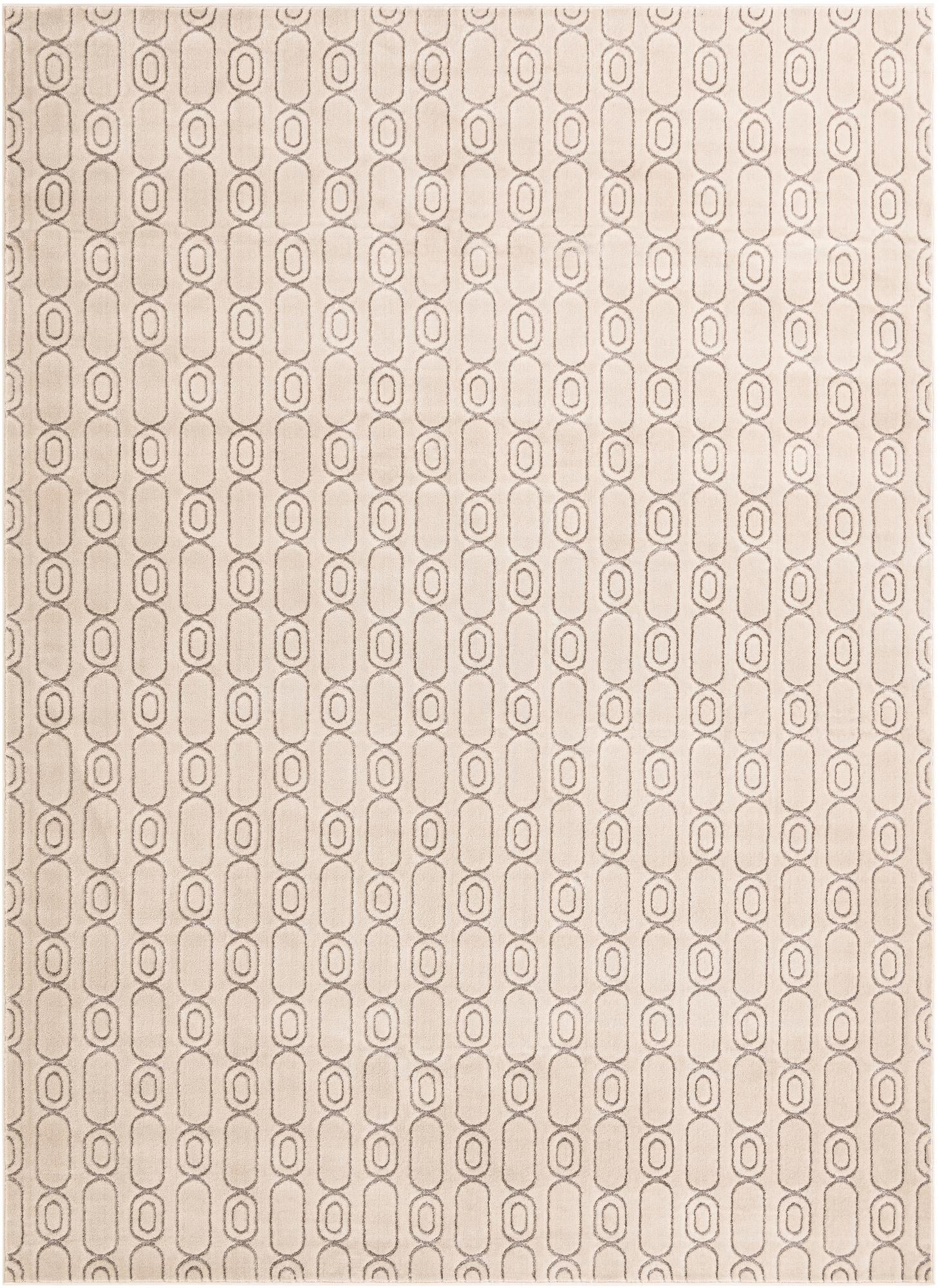 9' x 12' Renwick · Geometric rug, white and silver