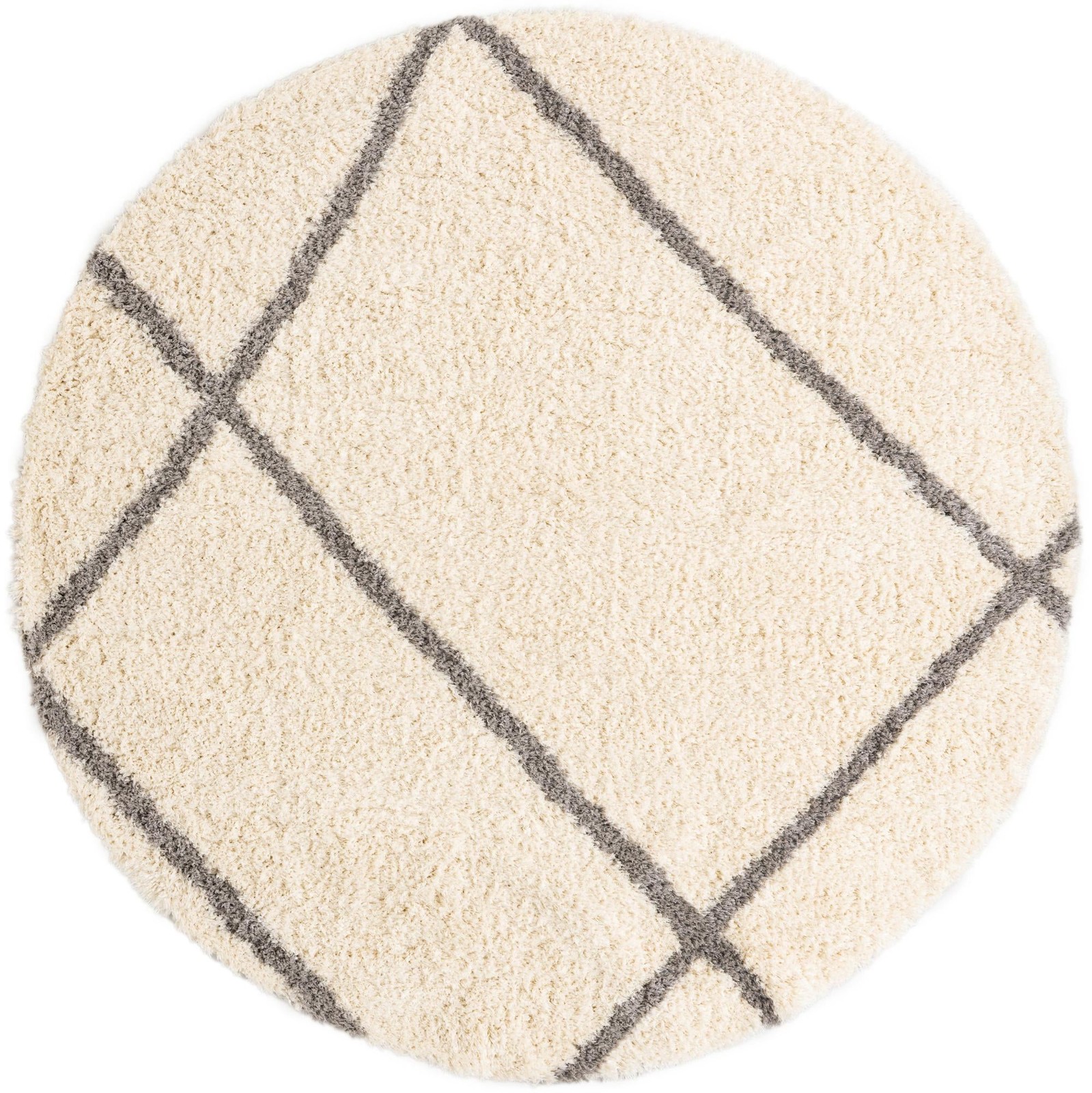 10' x 10' Rockingham · Geometric Shag Rug, pearl and gray