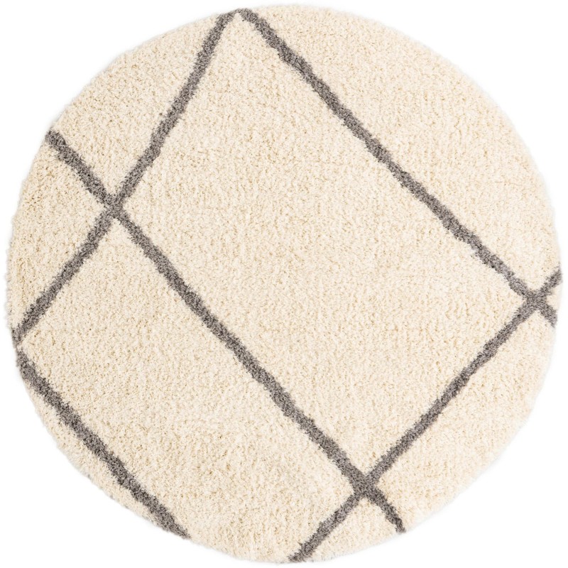 10' x 10' Rockingham · Geometric Shag Rug, pearl and gray