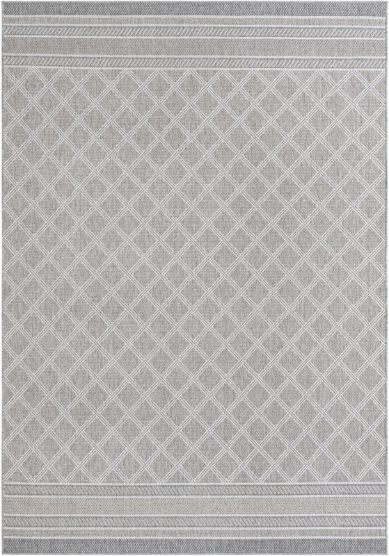 7' 1 x 10' Mercer · Border Outdoor Rug, gray
