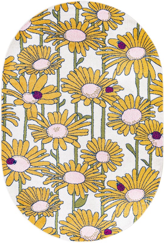 6' x 9' Nutmeg · Floral / botanical rug, white