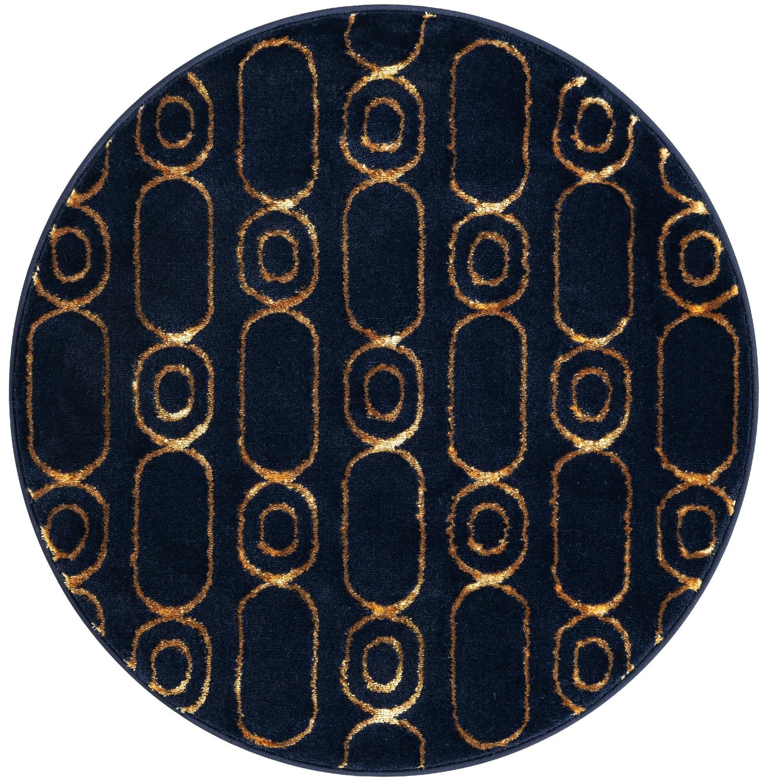 3' x 3' Renwick · Geometric rug, navy blue and gold