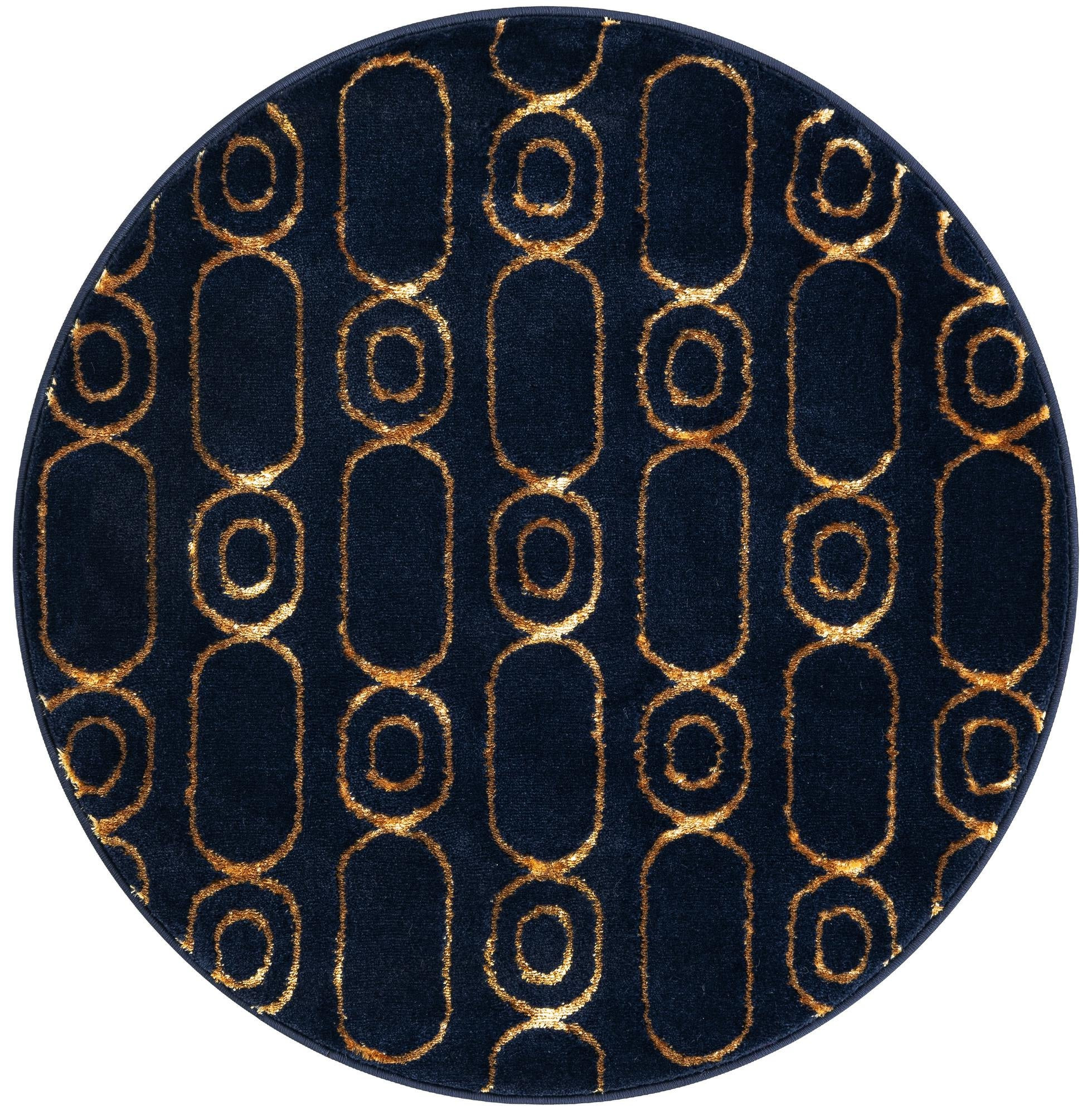 3' x 3' Renwick · Geometric rug, navy blue and gold