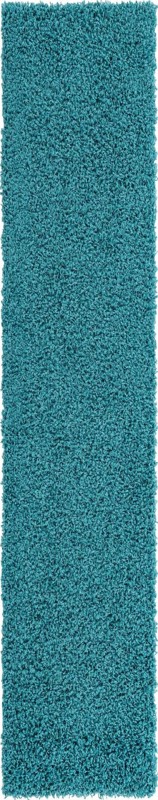 2' 7 x 13' Jameson · Solid shag rug, deep aqua blue