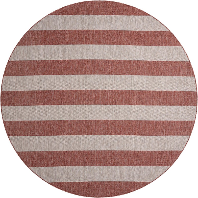 10' x 10' Dahlia · Striped Outdoor Rug, rustred