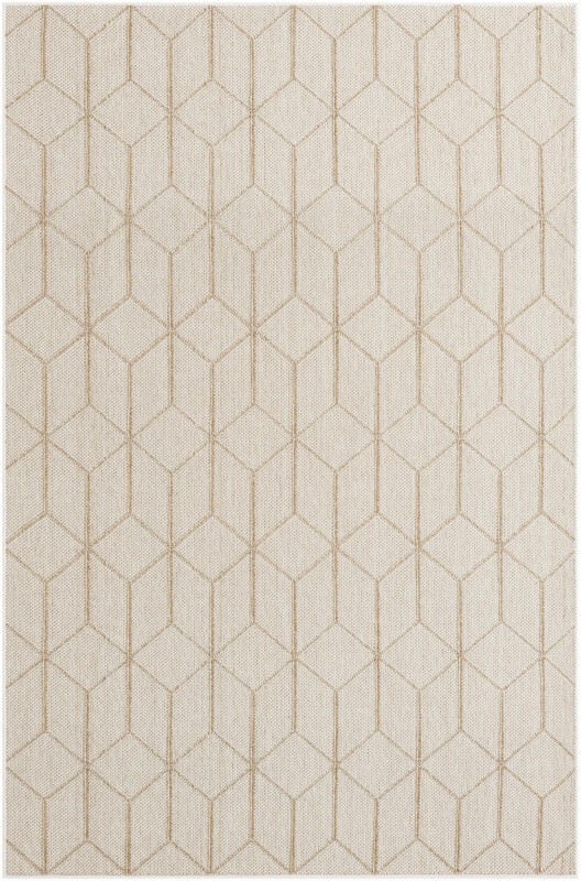 6' 1 x 9' Jasper · Geometric diamond Outdoor Rug, beige and cream