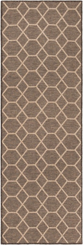 2' 7 x 8' Richter · Geometric lattice rug, brown and natural