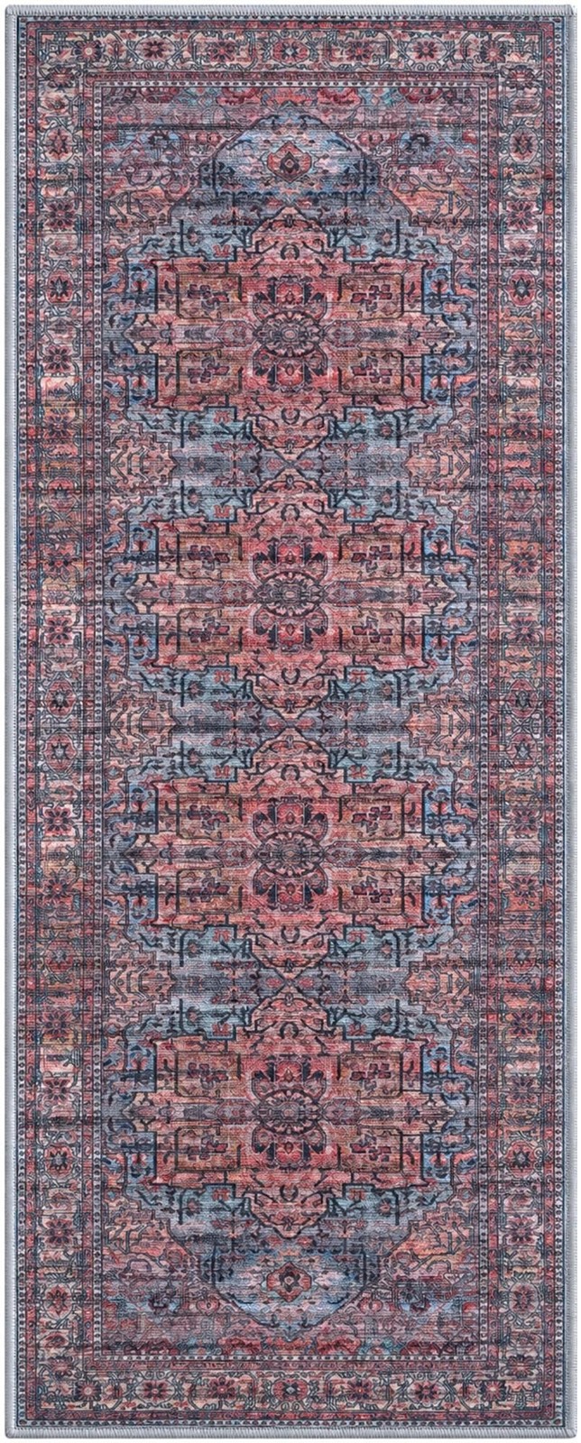 2' x 5' Sawyer · Medallion rug, rust and blue