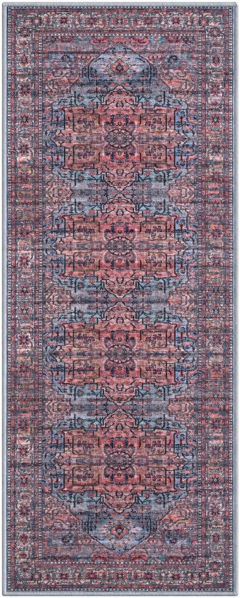 2' x 5' Sawyer · Medallion rug, rust and blue