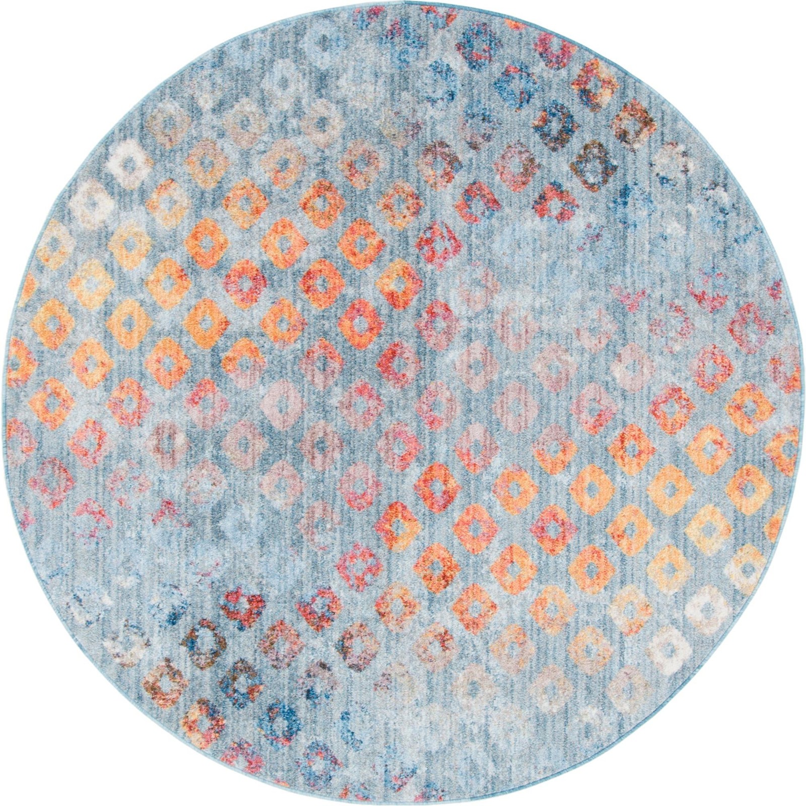 6' x 6' Farley · Geometric round rug, blue and gold