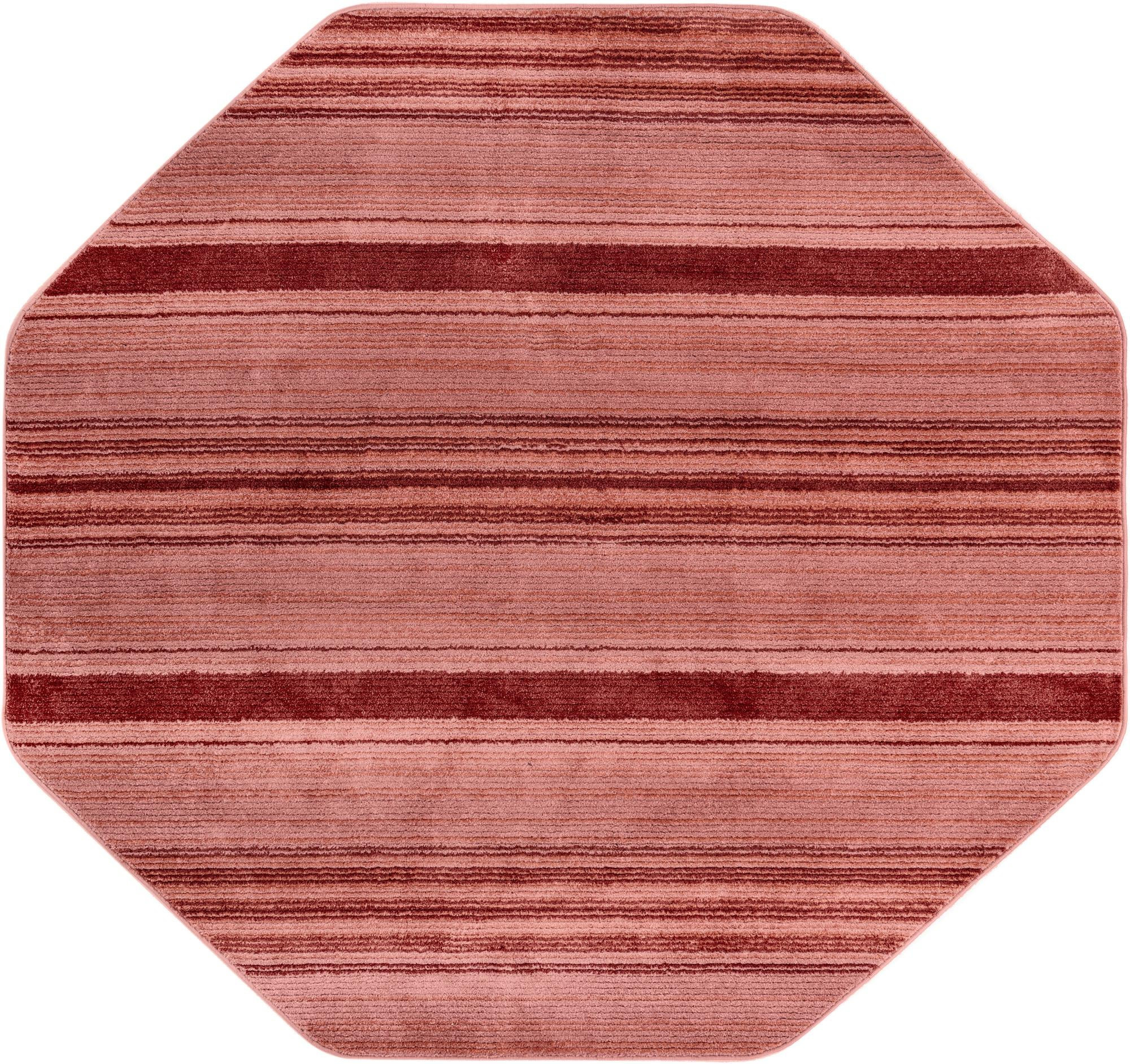 7' 3 x 7' 3 Jagger · Striped rug, rose and red