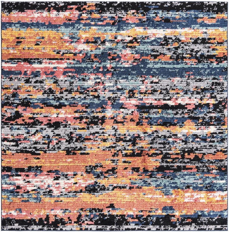 Nelson · Abstract striped rug, multicolor and navy
