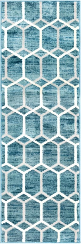 2' x 6' Babcock · Geometric rug, blue