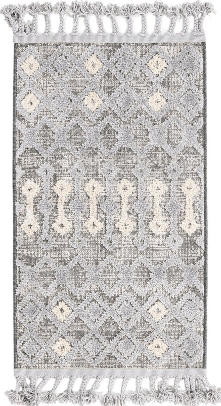 2' x 3' Rothwell · Geometric lattice rug, gray and beige