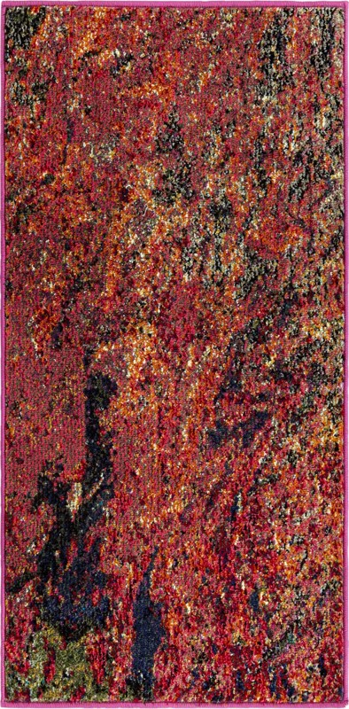 Coronado · Abstract Washable Rug, multi and red