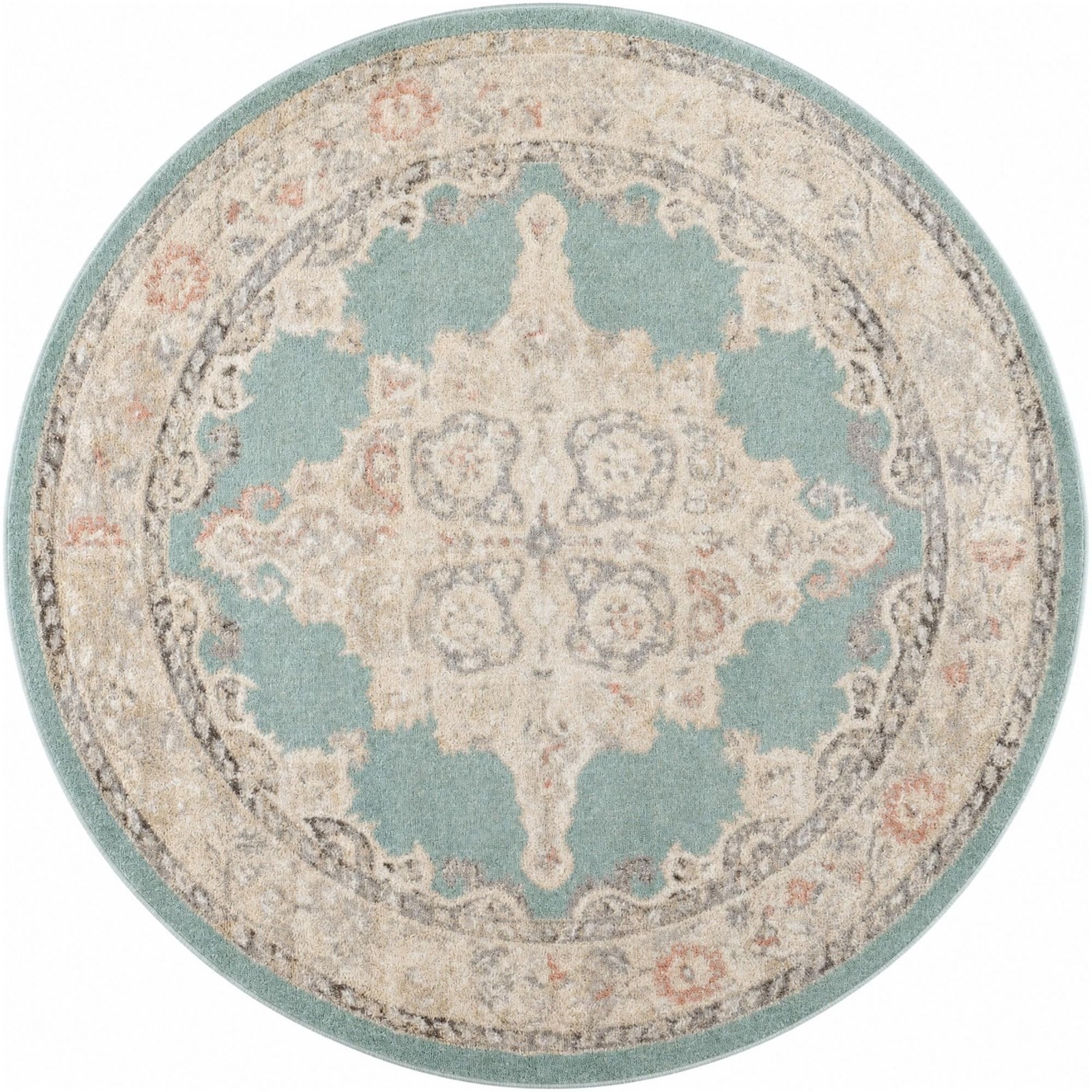 6' x 6' Selby · Border rug, aqua