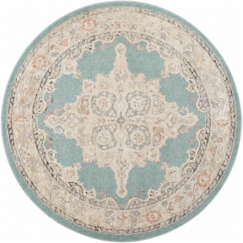 6' x 6' Selby · Border rug, aqua