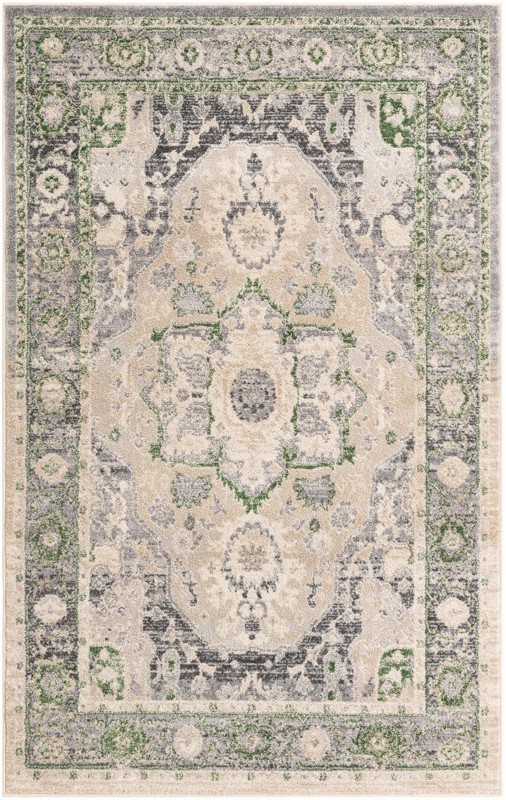 5' x 8' Pierce · Border rug, stone gray