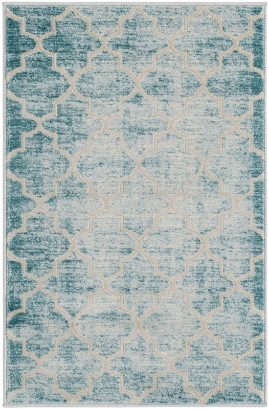 2' x 3' Dallimore · Lattice rug, teal and ivory