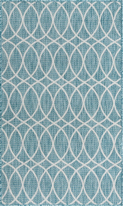 3' x 5' 3 Atkins · Lattice Outdoor Rug, light aqua and ivory