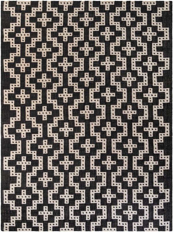 10' x 14' 1 Earley · Geometric Wool Rug, black and white