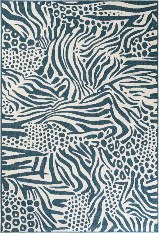 6' x 9' Whittier · Animal print Outdoor Rug, navy blue and ivory