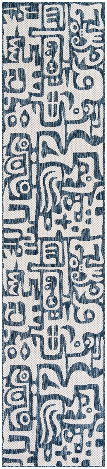 2' 7 x 12' Hungerford · Abstract Outdoor Rug, blue and ivory
