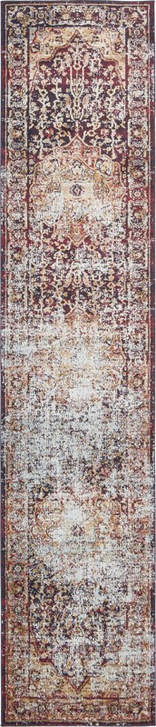 Mowbray · Distressed medallion rug, rust and tan