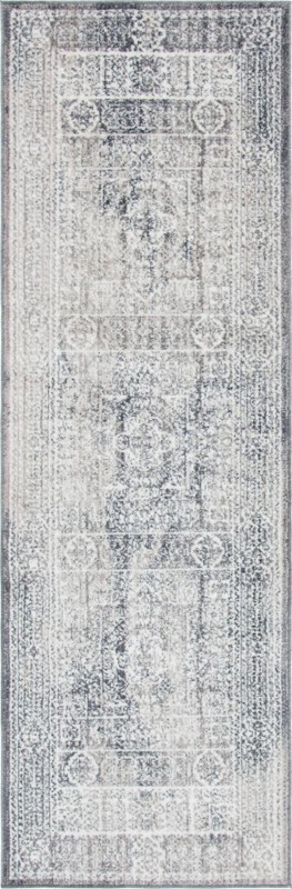 Beaman · Distressed medallion rug, gray and ivory