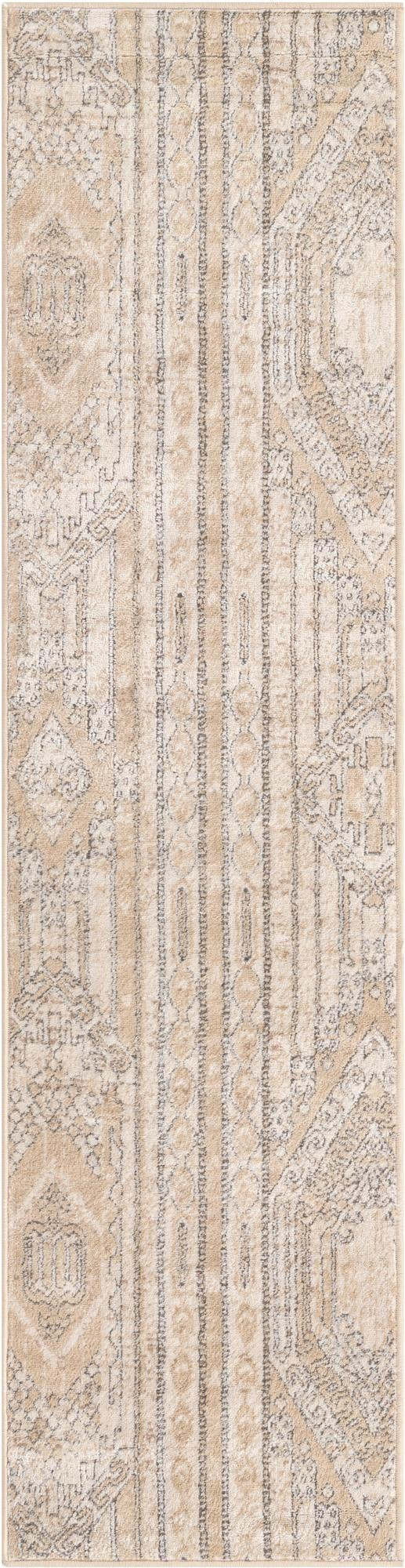 2' x 8' Cardinal · Tribal geometric rug, ivory and gray