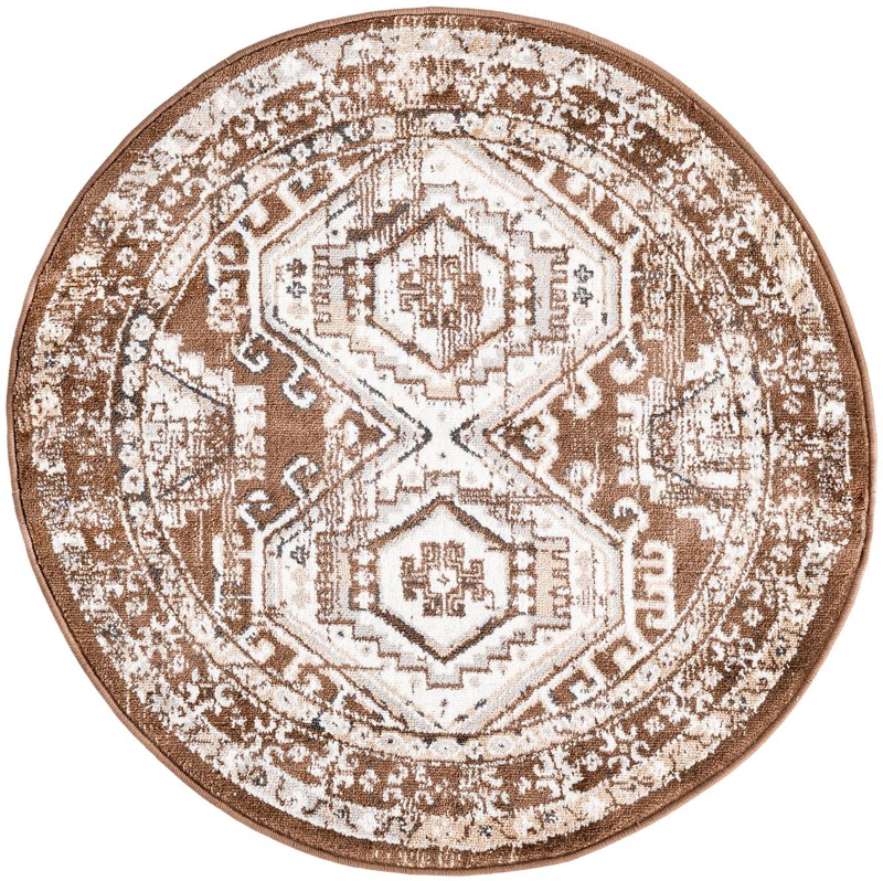 3' x 3' Harmon · Border rug, brown