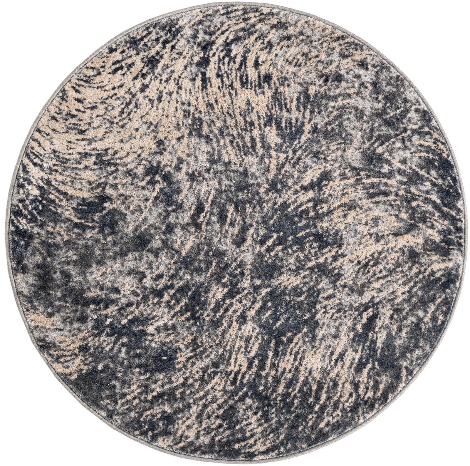 4' x 4' Redlands · Abstract rug, gray and ivory