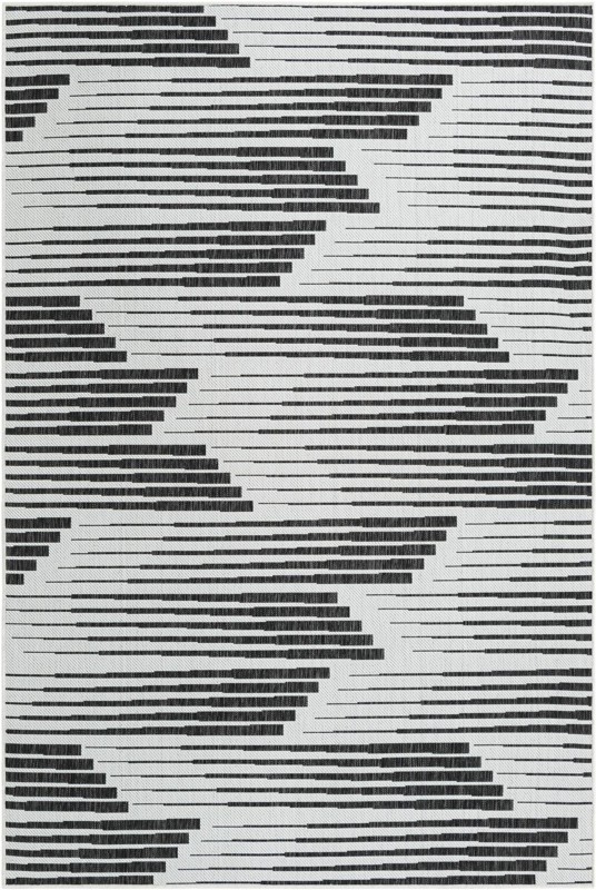 Flax · Abstract Outdoor Rug, black and white