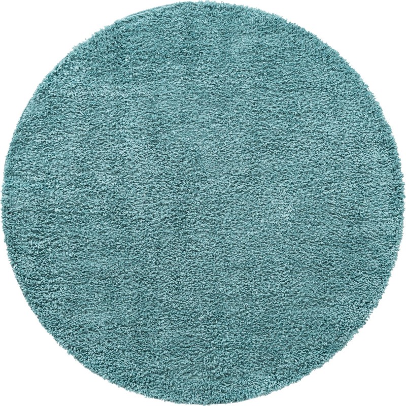 6' 7 x 6' 7 Dunham · Solid shag rug, aqua