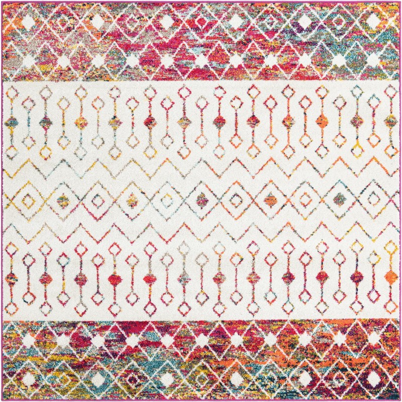 6' x 6' Vernon · Geometric tribal rug, ivory multi