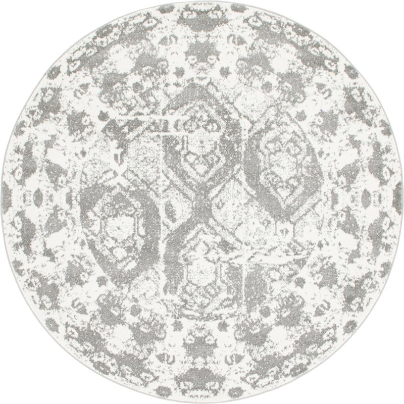 Marfa · Distressed medallion rug, gray and ivory