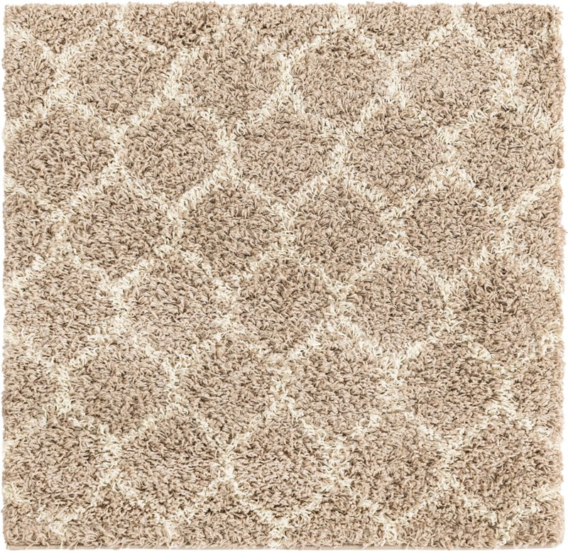 3' 3 x 3' 3 Barnett · Lattice Shag Rug, light brown and ivory