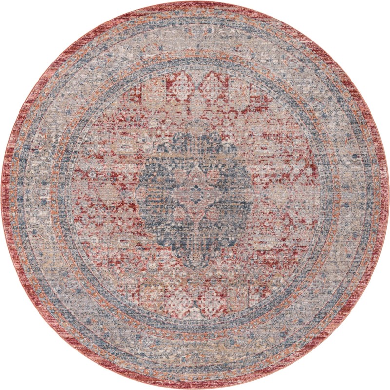 6' x 6' Meridian · Border rug, red
